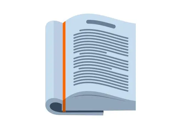 Vector illustration of Opened and folded book page. Simple flat illustration.