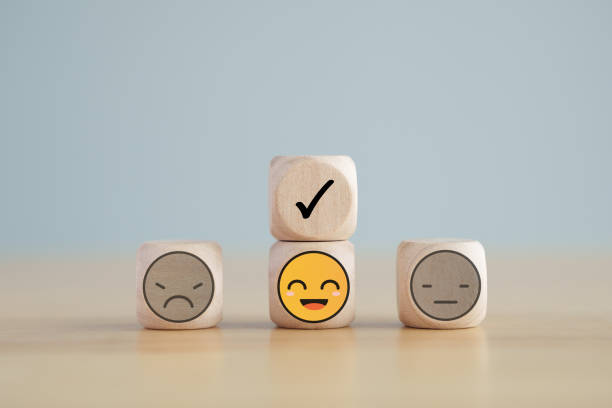 istock Check mark for choose happy smiling face to giving very satisfy. 2085151808