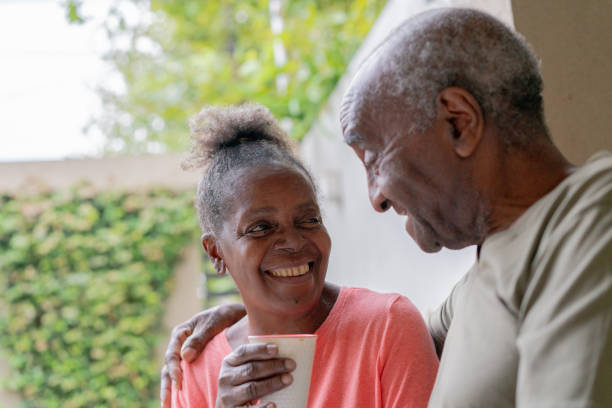 istock Happy black senior couple looking each other 2085156462