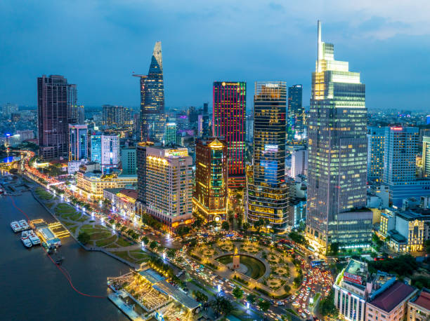 Ho Chi Minh City in Vietnam at night