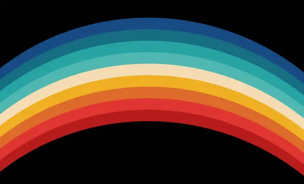 Vector illustration of Vector fluidity colors curve stripes rainbow minimalist retro flat design background