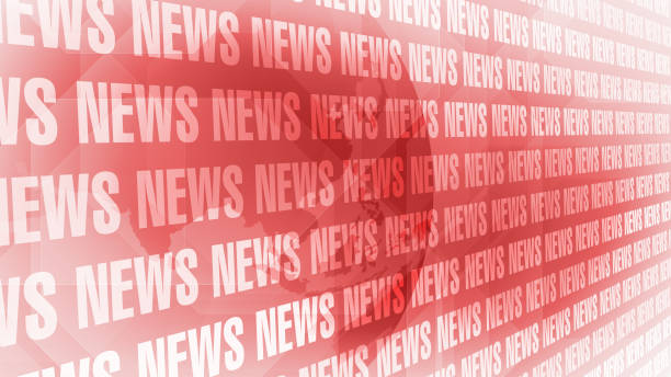 istock Information about news background and world globe in red with broadcast graphics and global updates 2085274350