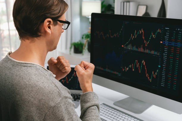 istock Smart business trader successful highest profit with back side. Pecuniary. 2085290636