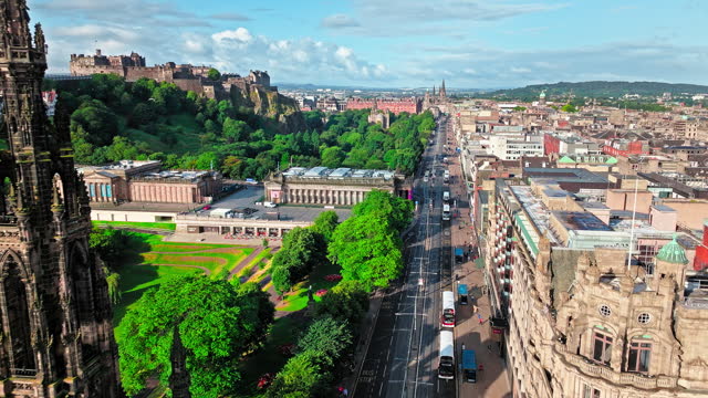 Aerial view of Scotland's capital enchanting architecture, and rich cultural heritage.