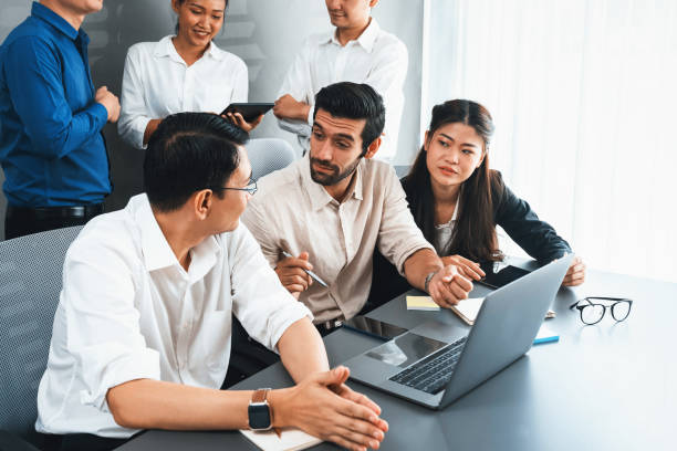 istock Group of diverse office worker employee working together. Prudent 2085309150