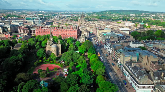 Aerial view of Scotland's capital enchanting architecture, and rich cultural heritage.
