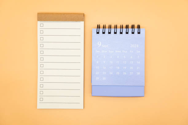 istock Blank to do list for text with checkbox and Simple desk calendar on SEPTEMBER 2024. Empty Check list. Copy Space. isolated background. To do list in September 2024. 2085337233