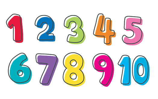 Coloful Numbers. Hand drawn. Vector Illustration.