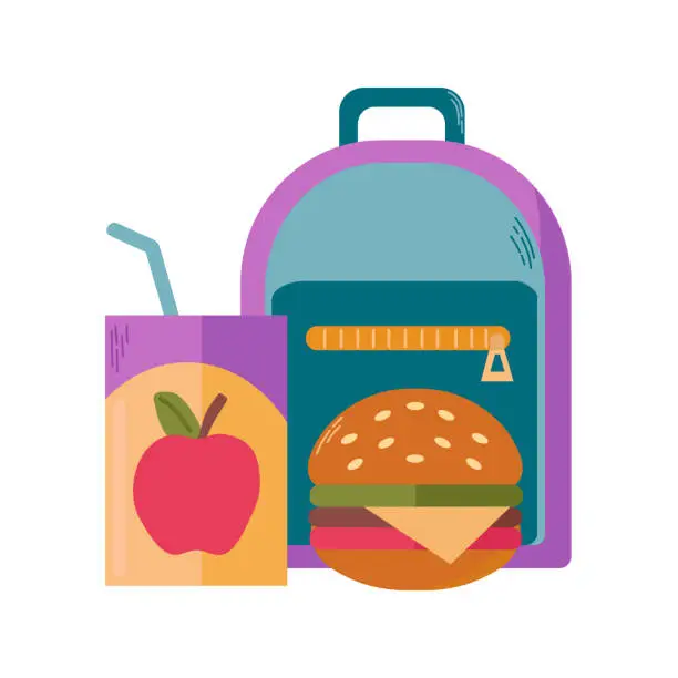Vector illustration of School lunch isolated vector illustration