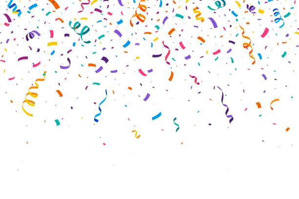 festliches party-konfetti lebendiger vektorhintergrund - feiern stock-grafiken, -clipart, -cartoons und -symbole