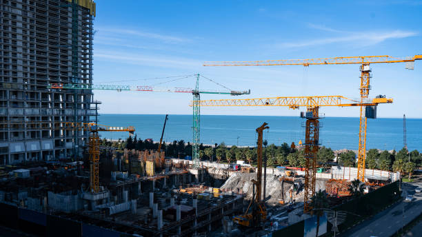 istock Construction of a high-rise building on the seashore. 2085452860