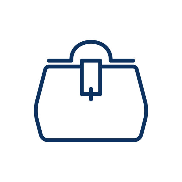 Doctors Bag Icon. Vector Isolated Line Art Illustration. Doctors Bag Icon. Vector Isolated Line Art Illustration with Editable Stroke of Unisex Stylish Gladstone Bag in Modern Casual Minimal Design. leather medical bag stock illustrations