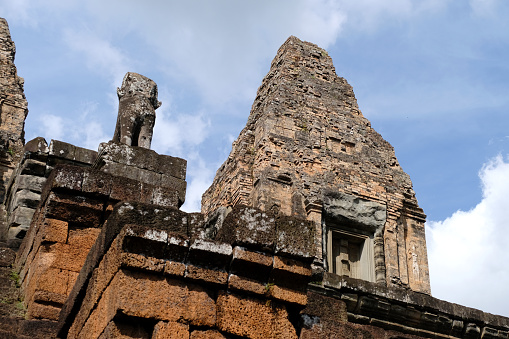 The Phanomrung historical park is the stone castle in buriram province of thailand and is the sculpture architecture building from cambodia territory culture in asia