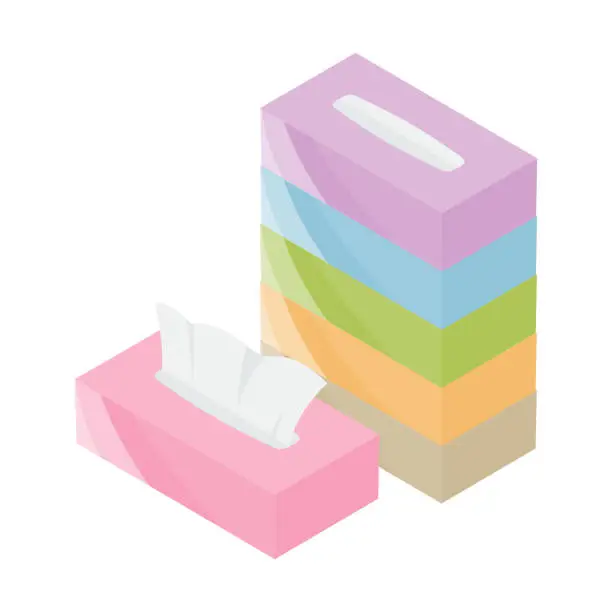 Vector illustration of 5 pack box tissue set