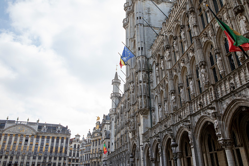 Hotel de Ville, Brussels: Elaborate 15th Century gothic building, viewed from Grand Place.