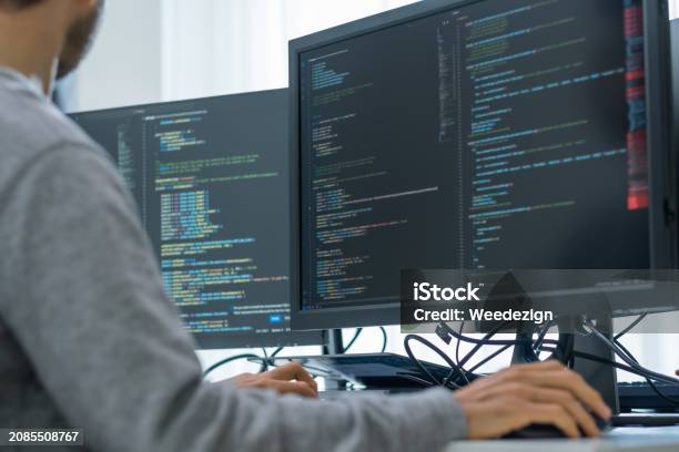 Coding Computer Image Idk Asian Prompt Engineer Developer Coding App With Software Data Sitting ...