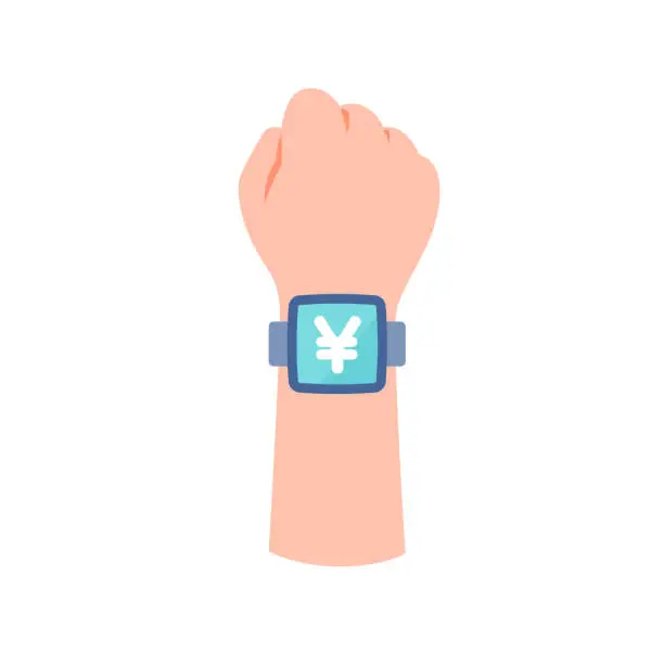 Vector illustration of japanese Yen display smart watch