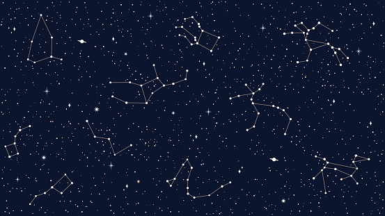 Space Sky Celestial Seamless Pattern Of Stars Map Stock Illustration ...