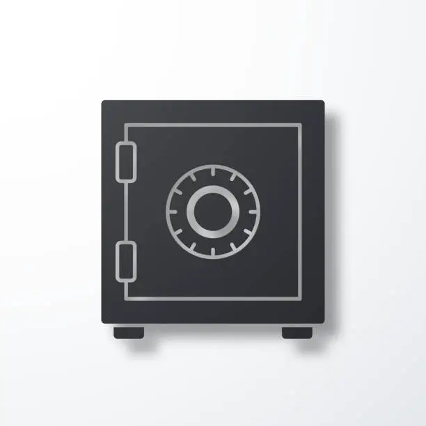 Vector illustration of Strongbox. Icon with shadow on white background