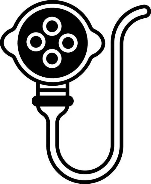 Vector illustration of ev plug glyph and line vector illustration