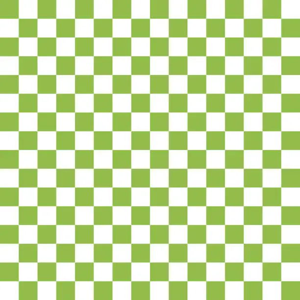 Vector illustration of Checkered raw green and white pattern, vector illustration