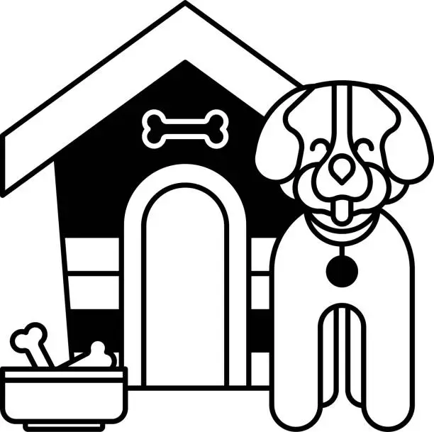 Vector illustration of Dog house glyph and line vector illustration