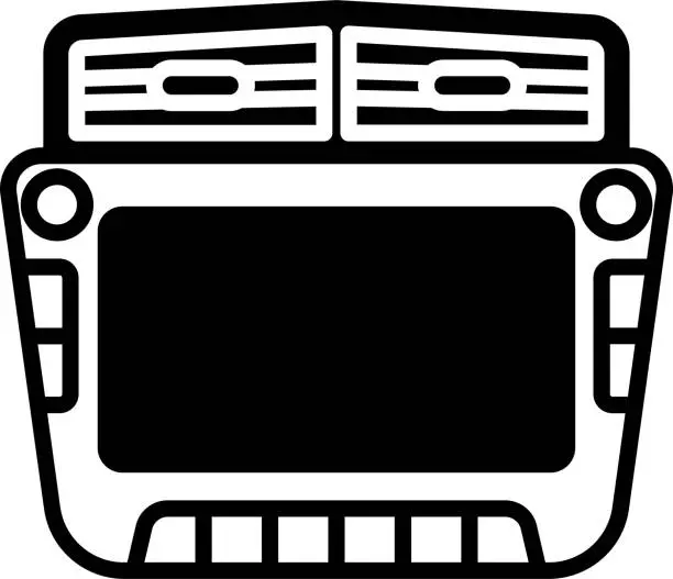 Vector illustration of Car Audio glyph and line vector illustration