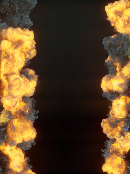 istock Fire explosions. Dark smoke isolated on black background. Abstract background. 3d rendering digital illustration 2085636735