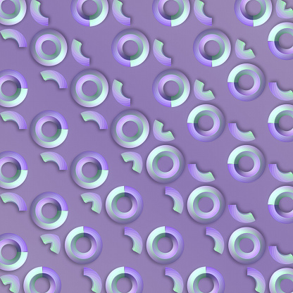 Purple background with a visually interesting and dynamic pattern of circles. An attractive and eye-catching composition. 3d rendering digital illustration
