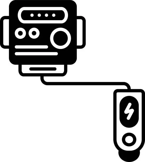 Vector illustration of Battery Meter glyph and line vector illustration