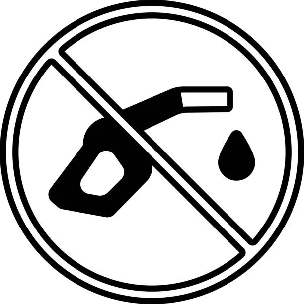 Vector illustration of No gas glyph and line vector illustration