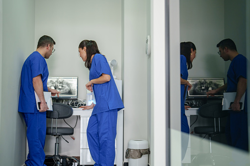 Simple day of healthcare workers in the clinic.