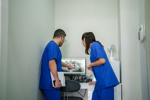 Simple day of healthcare workers in the clinic.