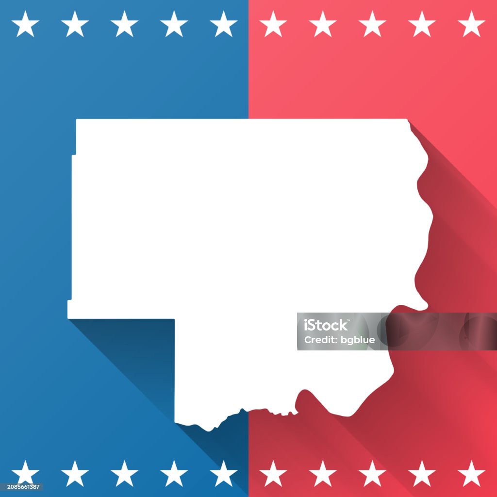 Dewey County South Dakota Map On Blue And Red Background Stock
