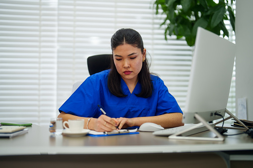 Simple day of healthcare workers in the clinic.