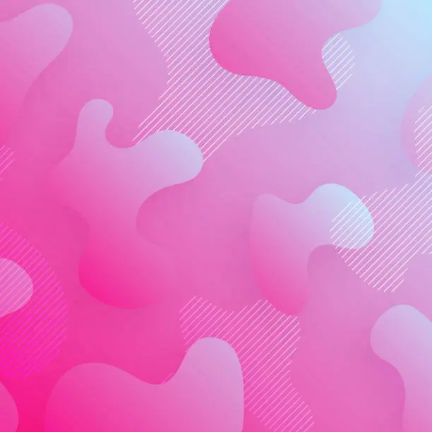 Vector illustration of Abstract design with fluid shapes on Pink gradient background