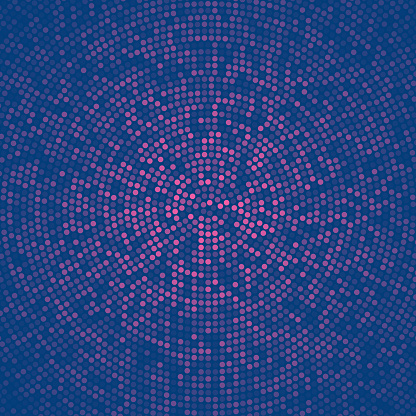 Modern and trendy background. Halftone design with a lot of small dots and beautiful color gradient. This illustration can be used for your design, with space for your text (colors used: Pink, Purple, Blue). Vector Illustration (EPS file, well layered and grouped), square format (1:1). Easy to edit, manipulate, resize or colorize. Vector and Jpeg file of different sizes.
