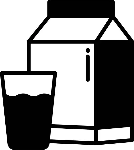 Vector illustration of Milk glyph and line vector illustration