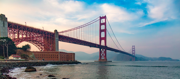 Golden Gate Bridge at sunset. San Francisco, California, USA.