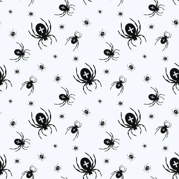 Vector illustration of Seamless pattern with spiders