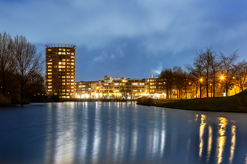 Amersfoort, Netherlands cityscape in the Nieuwland District by night