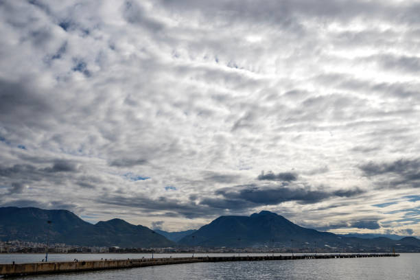 Sky for background, sky and cumulus clouds. Bright blue sky and light of the sun. Beautiful landscape