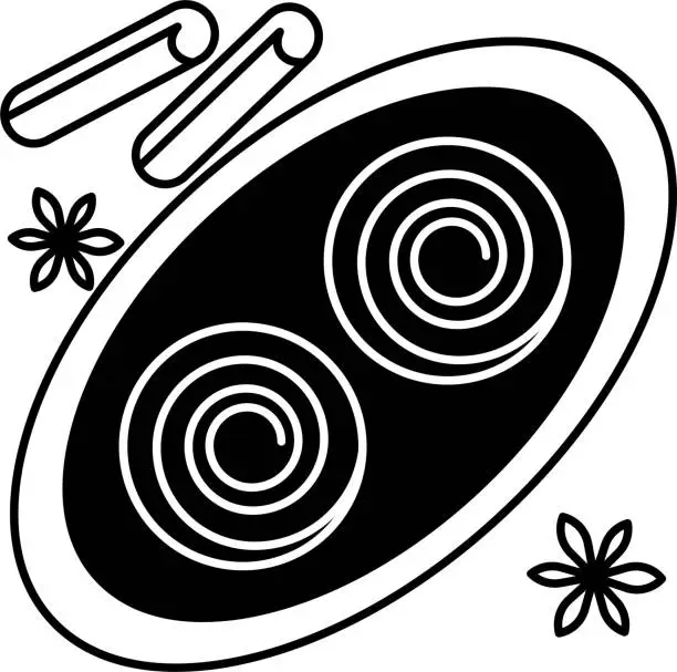 Vector illustration of Cinnamon roll glyph and line vector illustration