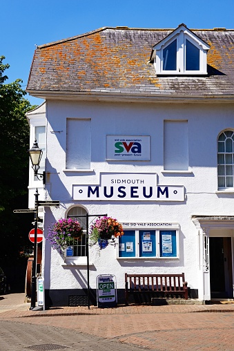 View of the Sidmouth Museum along Church Street in the old town, Sidmouth, Devon, UK, Europe.