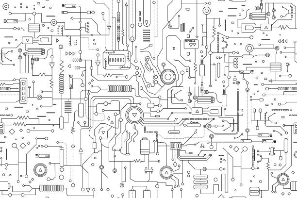 muster-leiterplatte - elektrizität stock-grafiken, -clipart, -cartoons und -symbole