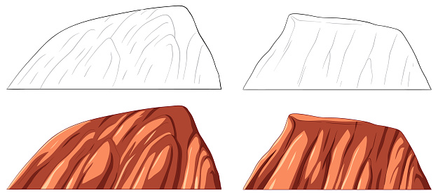 Four vector illustrations of geological rock layers