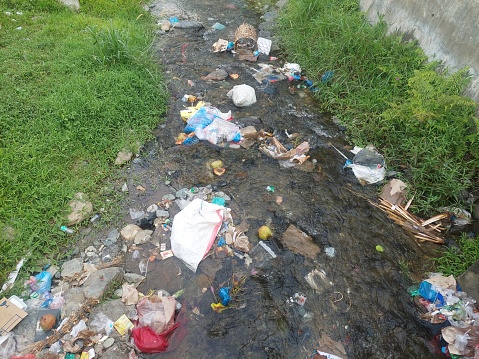 Rivers filled with plastic waste are dirty and bad