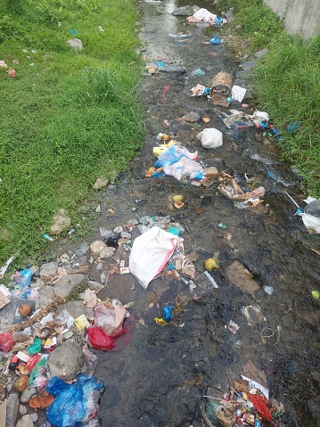 Rivers filled with plastic waste are dirty and bad