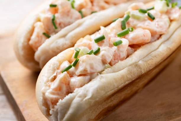 istock Lobster roll on wooden table 2085808139