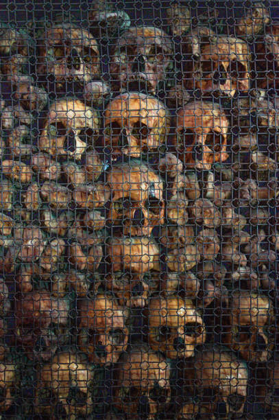 The inside of this creepy church with skulls decorating the walls, Milan, Lombardia, Italy